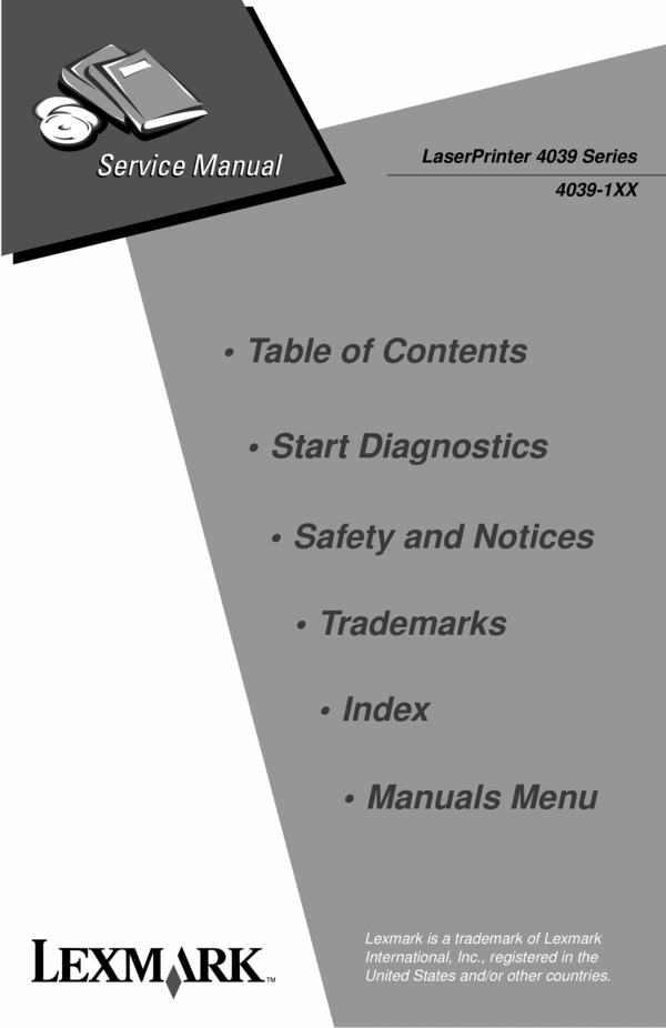 Product picture Service Manual Lexmark 4039 Series (4039-1XX)